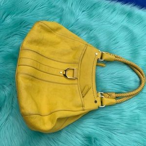 Cole Haan Yellow Leather Tote Bag Purse spacious